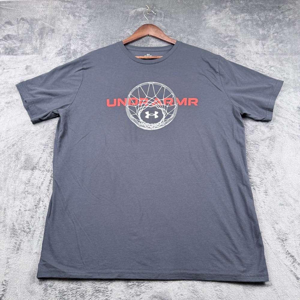 Under Armour T-Shirt Mens XL Gray Basketball Graphic Short Sleeve Loose Fit Tee